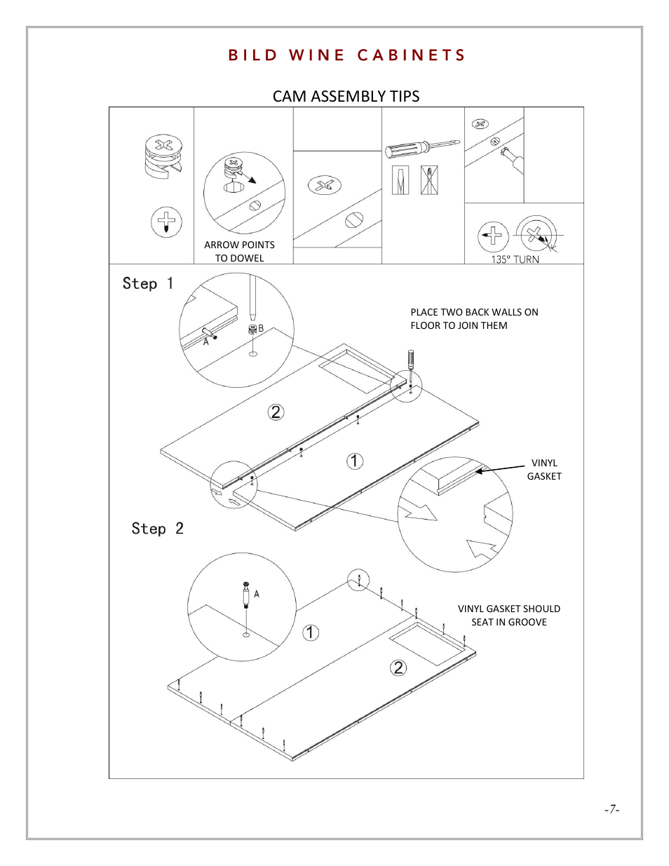 Cam assembly tips | Vintage Cellars LECBILDDARK3000 User Manual | Page 7 / 30