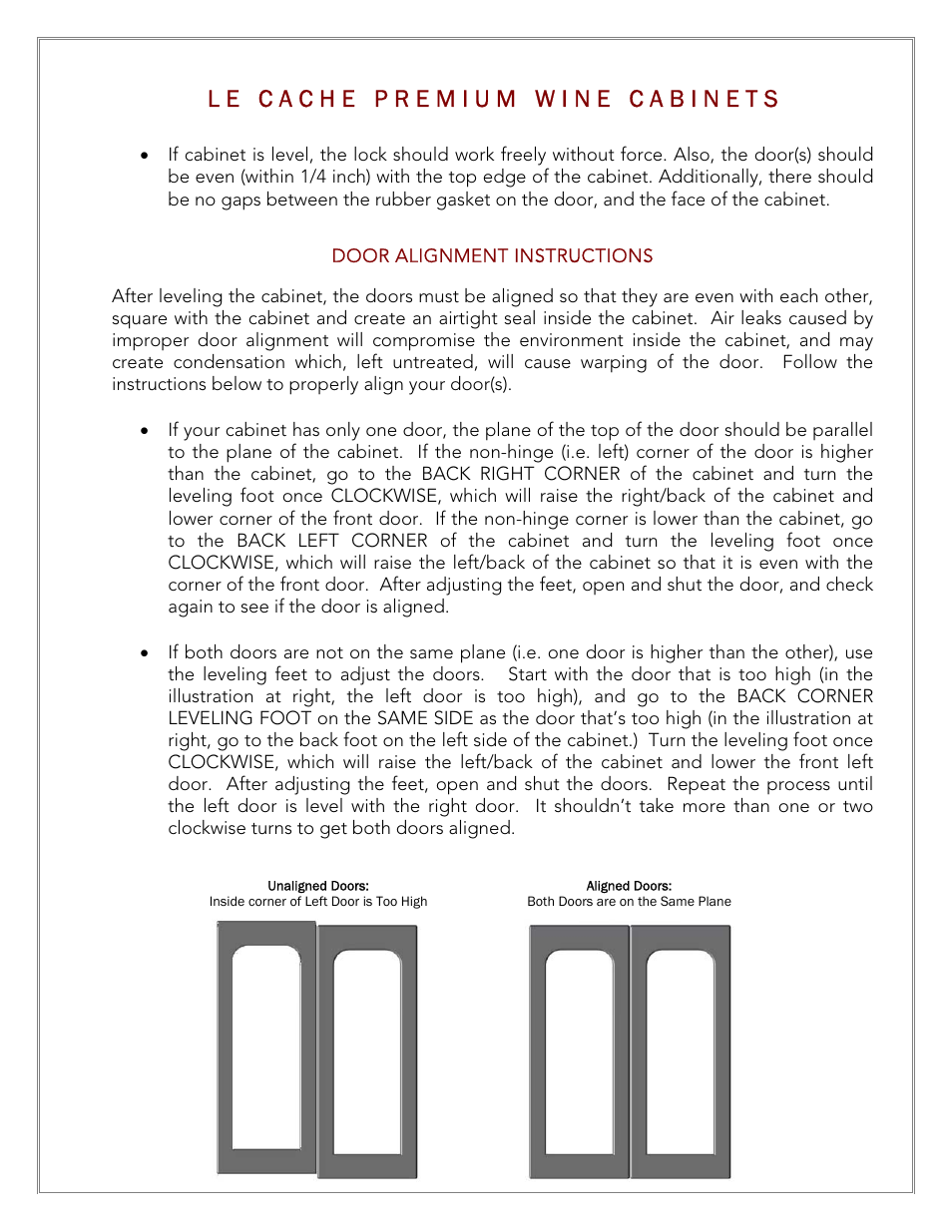 Vintage Cellars Le Cache Cabinet Owners Manual User Manual | Page 14 / 34