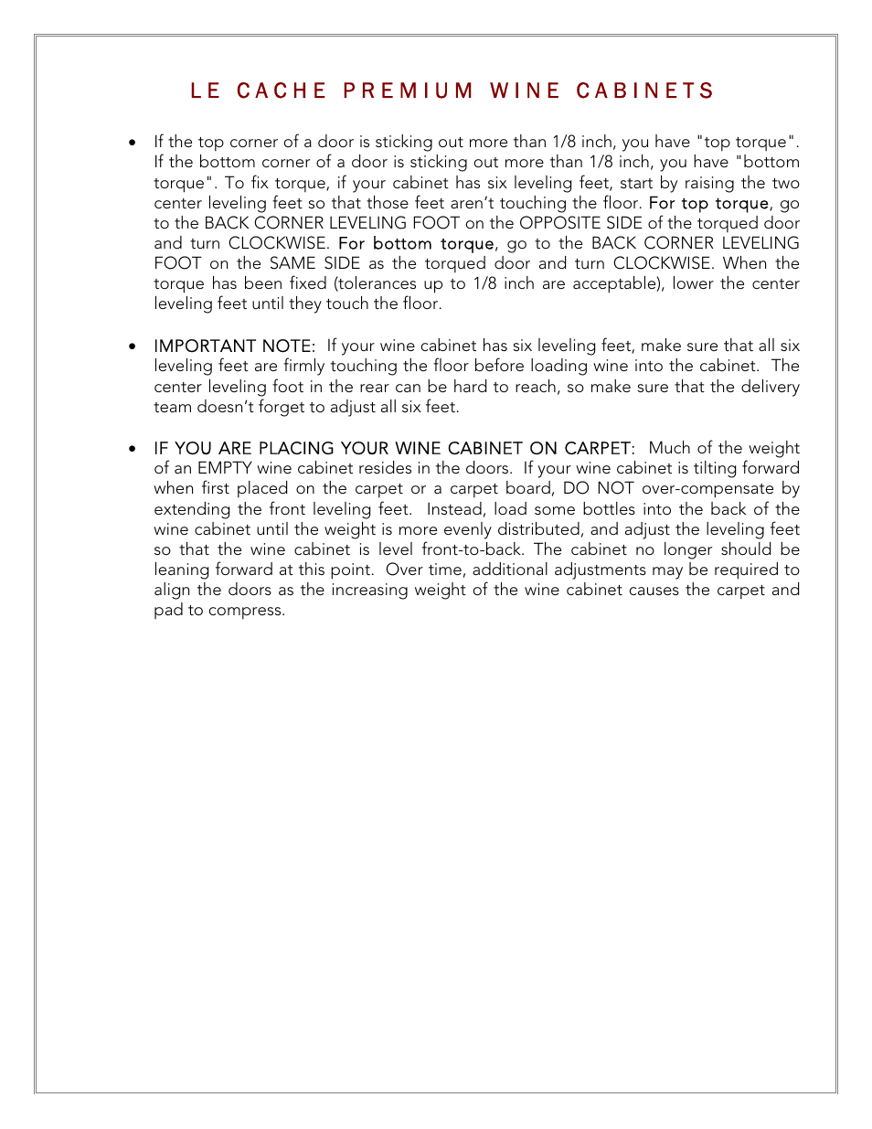 Vintage Cellars Le Cache Cabinet Owners Manual User Manual | Page 15 / 34