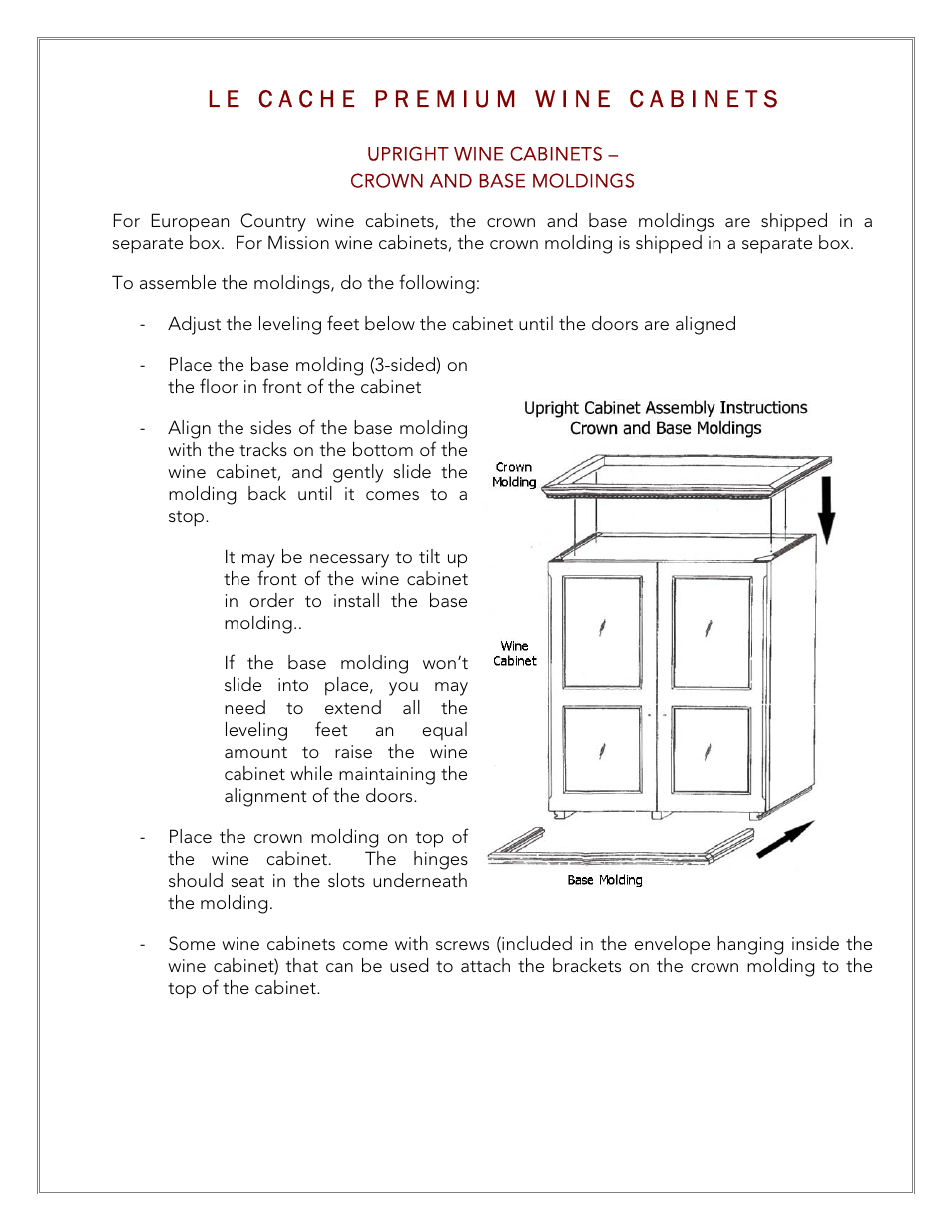 Vintage Cellars Le Cache Cabinet Owners Manual User Manual | Page 16 / 34