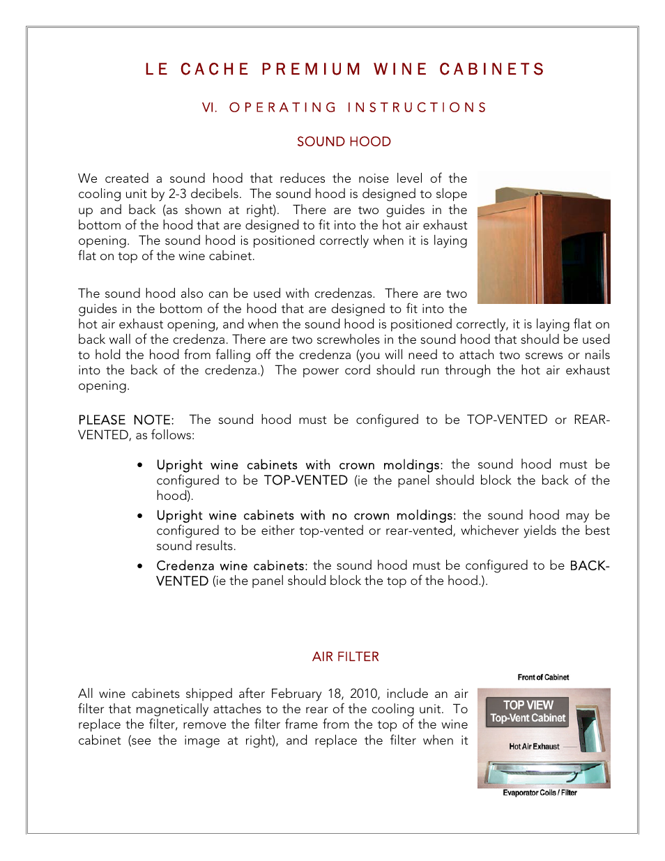 Vintage Cellars Le Cache Cabinet Owners Manual User Manual | Page 18 / 34