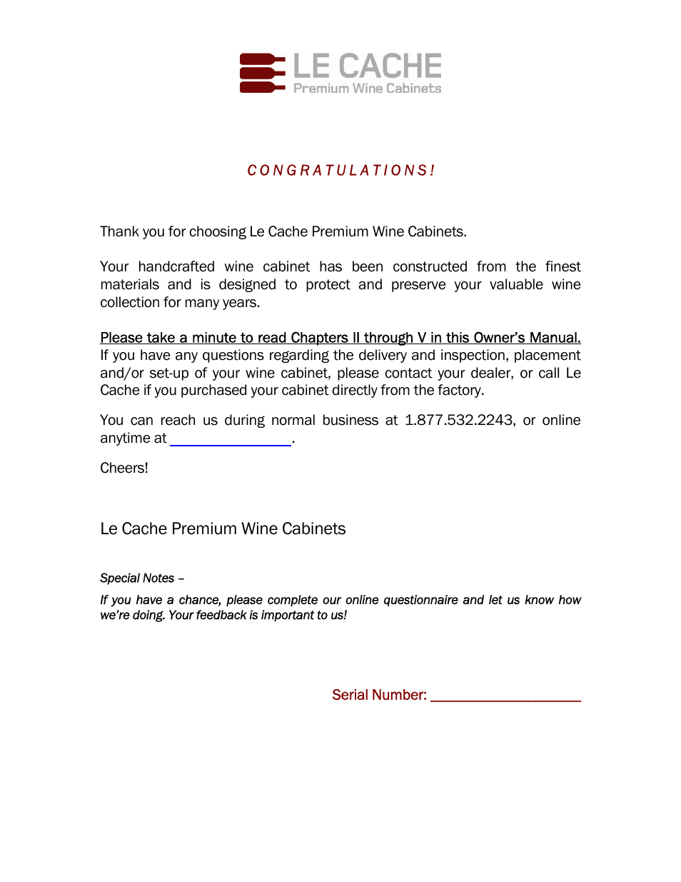 Le cache premium wine cabinets | Vintage Cellars Le Cache Cabinet Owners Manual User Manual | Page 2 / 34