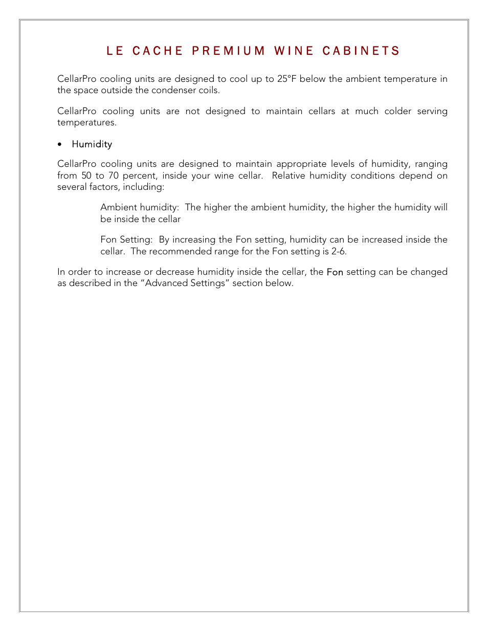 Vintage Cellars Le Cache Cabinet Owners Manual User Manual | Page 20 / 34