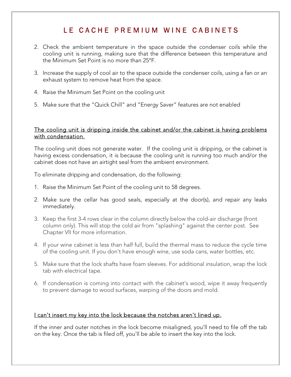 Vintage Cellars Le Cache Cabinet Owners Manual User Manual | Page 32 / 34