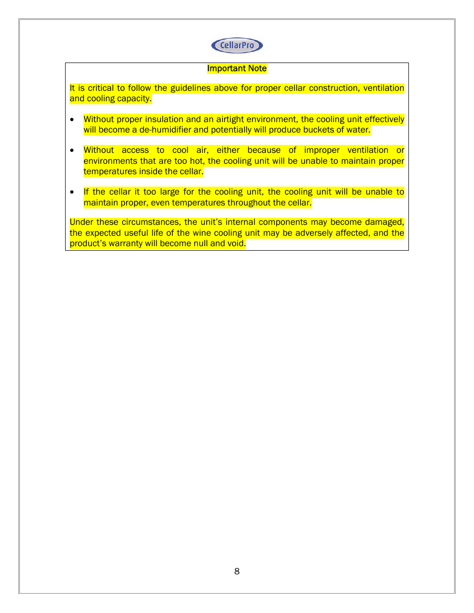 Vintage Cellars CellarPro Owners Manual User Manual | Page 9 / 26
