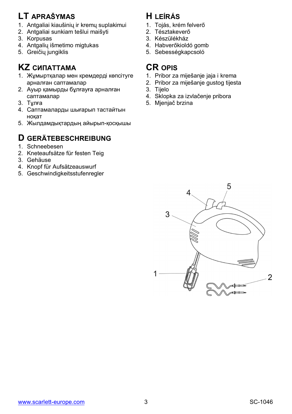 Kz cr | Scarlett SC-1046 User Manual | Page 3 / 16