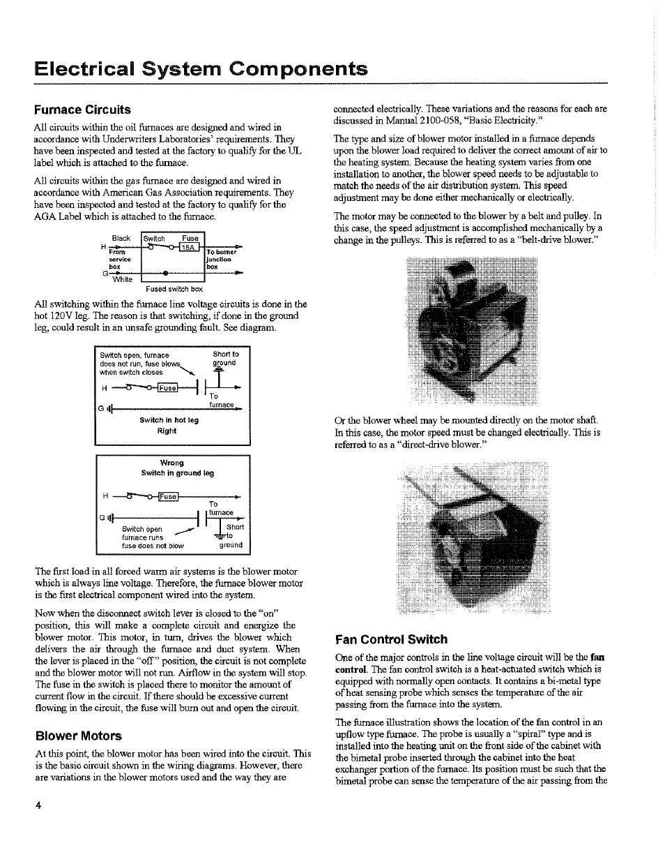 Furnace circuits, Blower motors, Fan control switch | Furnace circuits blower motors fan control switch, Electrical system components | Bard 2100-066 Rev. A User Manual | Page 6 / 15