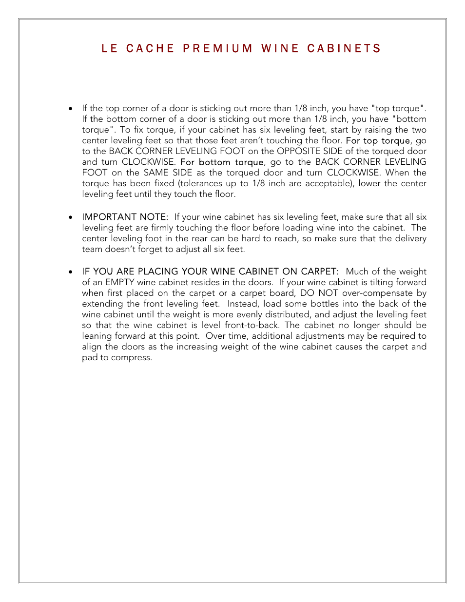 Vintage Cellars Le Cache Setup Instructions User Manual | Page 3 / 5