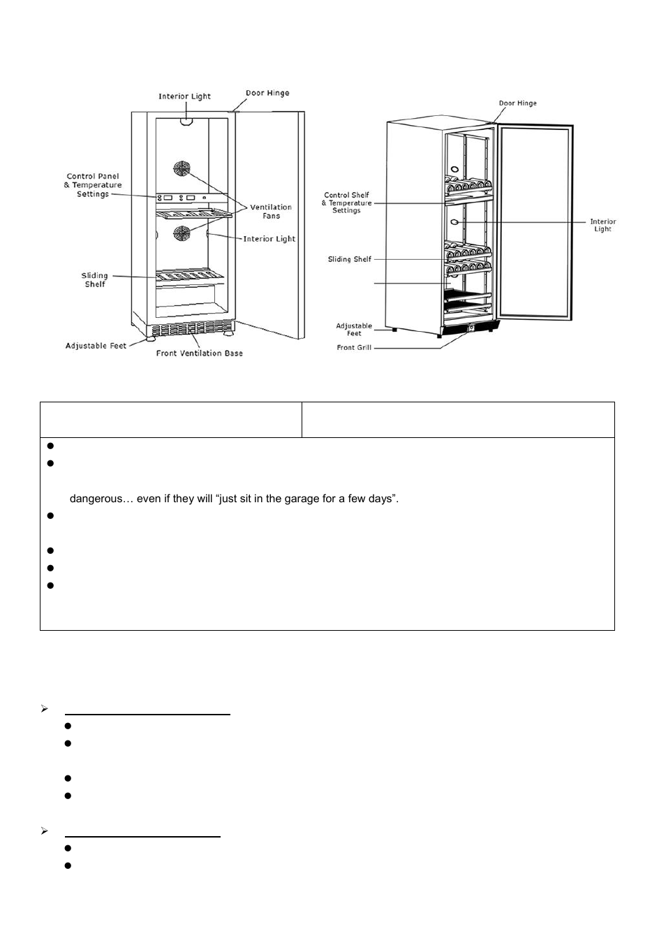 Your wine cabinet, Installation instructions | Vintage Cellars LOFT 1200 User Manual | Page 2 / 10