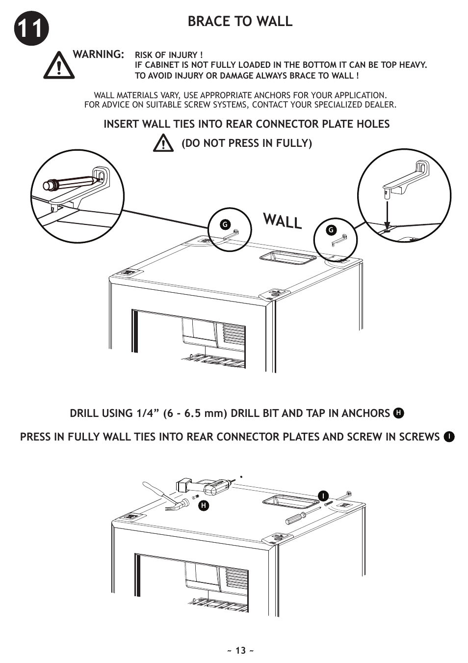 Wall, Brace to wall | Vintage Cellars WineKoolR Slimline 120 User Manual | Page 13 / 20