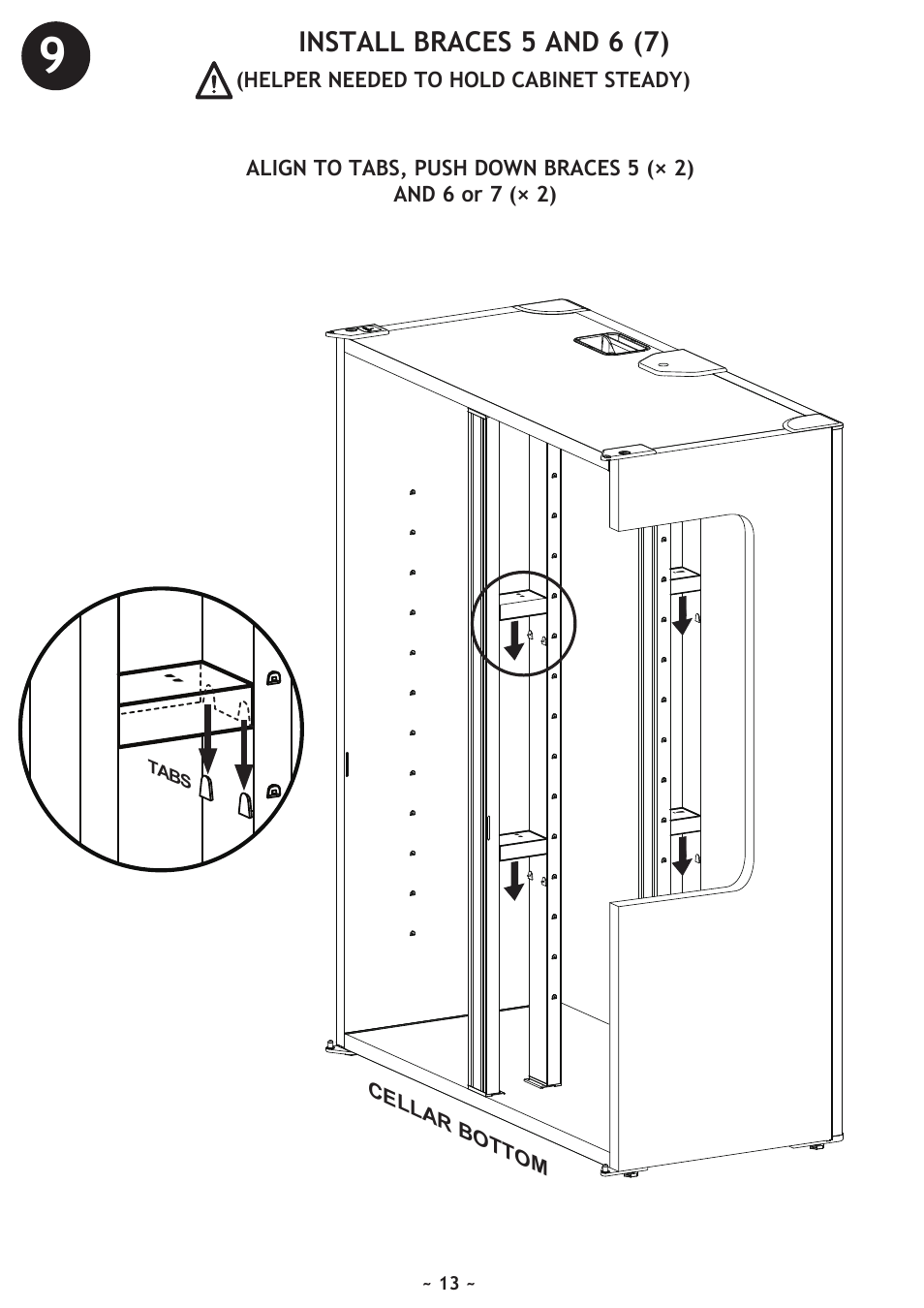 Install braces 5 and 6 (7) | Vintage Cellars WineKoolR Slimline 500 User Manual | Page 13 / 24