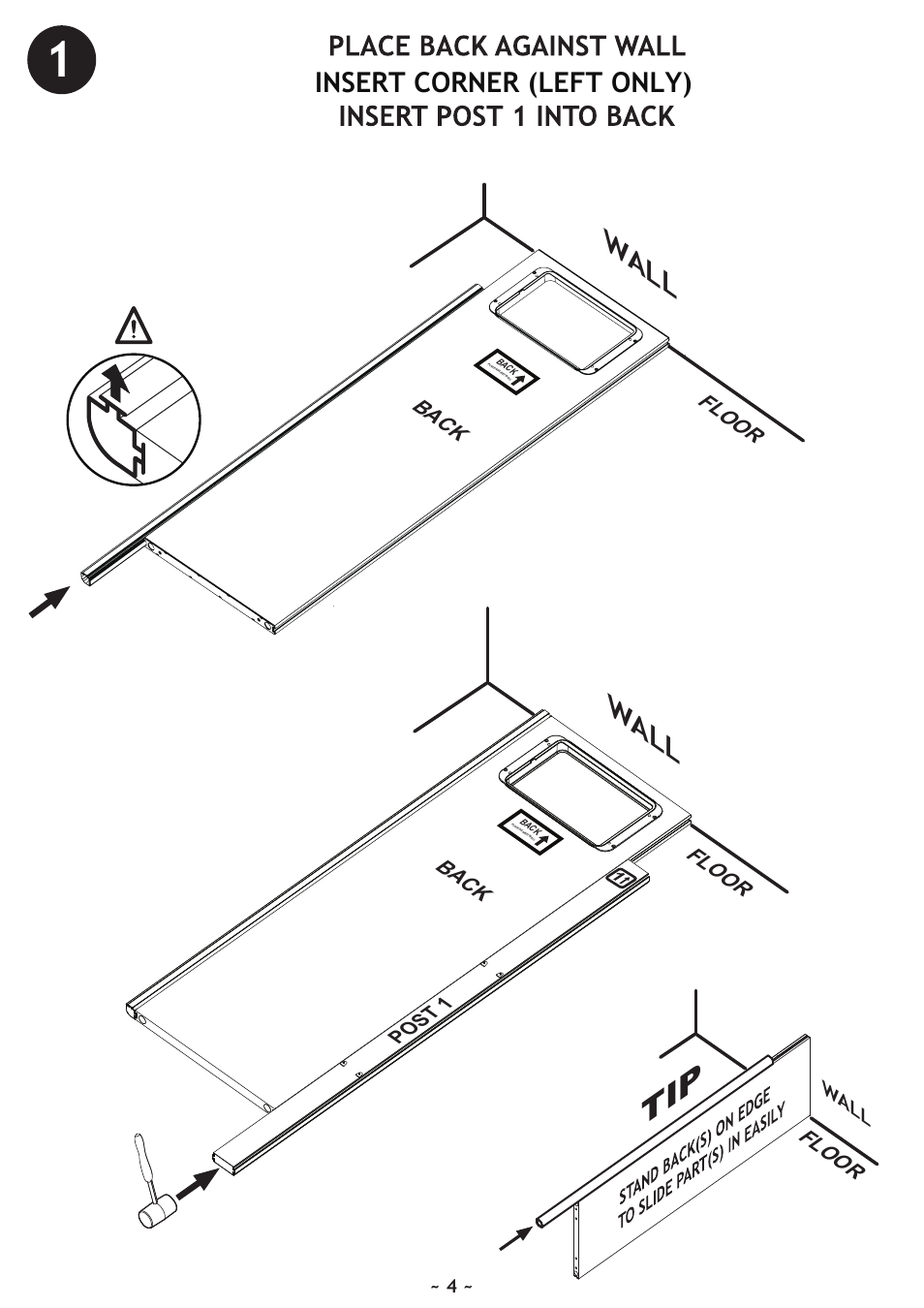 Wall, Insert corner (left only), Floor | Back | Vintage Cellars WineKoolR Slimline 500 User Manual | Page 4 / 24