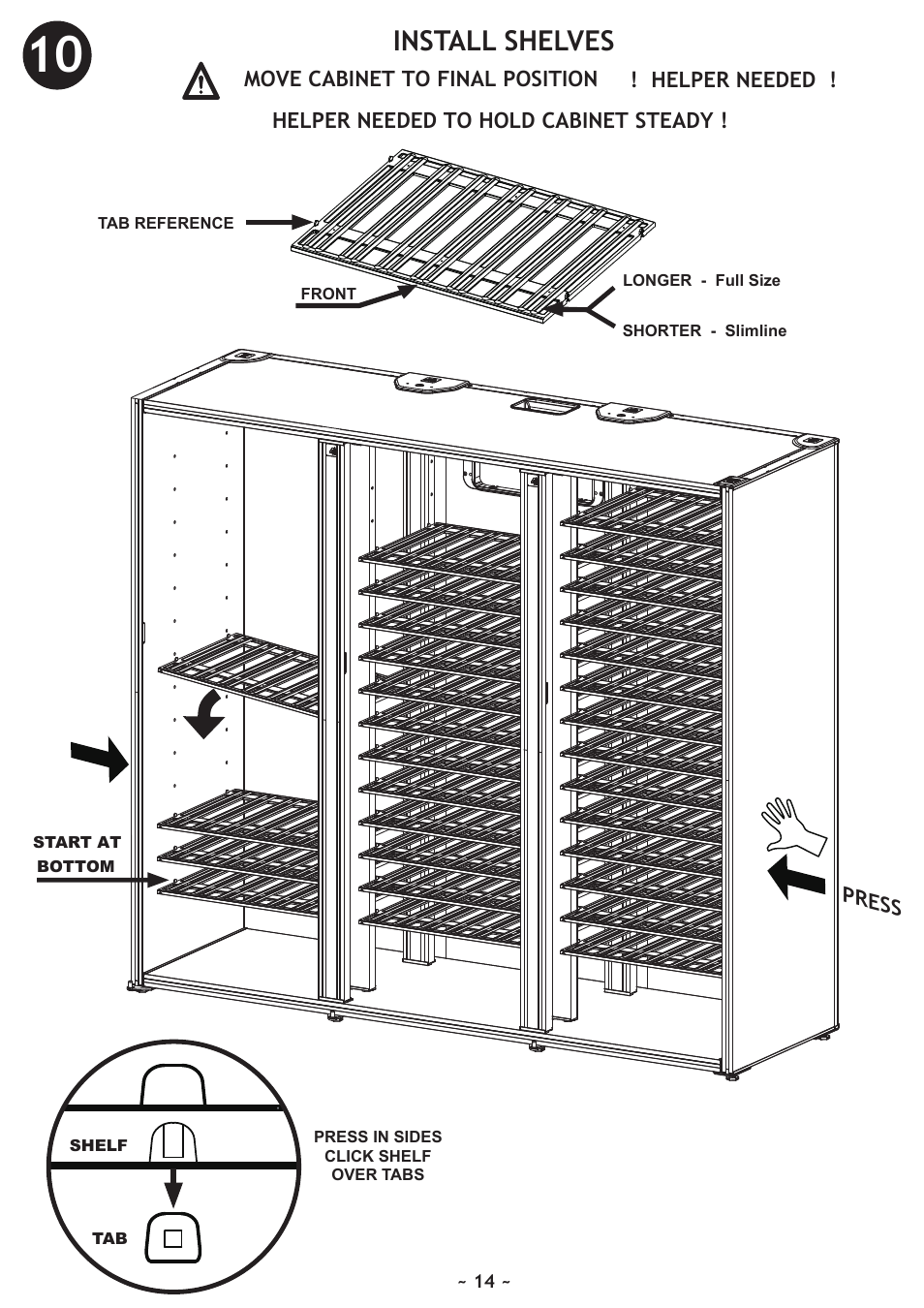 Install shelves | Vintage Cellars WineKoolR Slimline 800 User Manual | Page 14 / 24