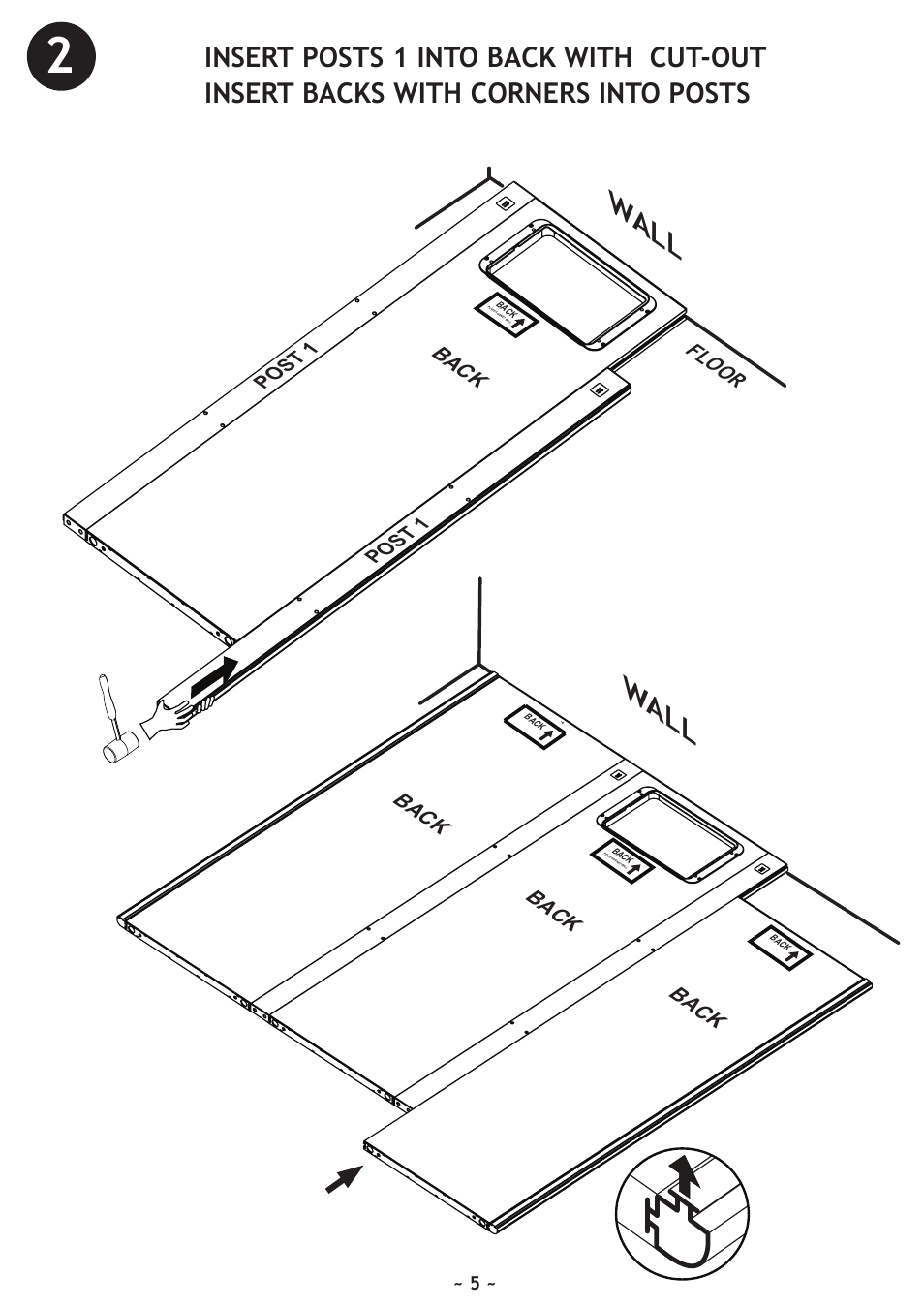 Wall, Back, Back floor | Post 1 | Vintage Cellars WineKoolR Slimline 800 User Manual | Page 5 / 24
