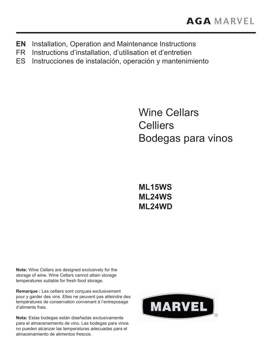 Vintage Cellars ML24WD User Manual | 24 pages