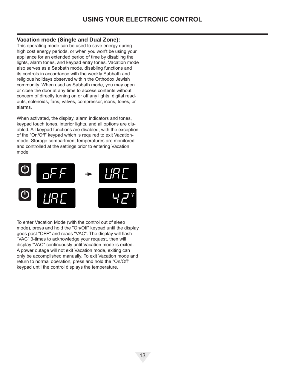 Using your electronic control | Vintage Cellars ML24WD User Manual | Page 13 / 24