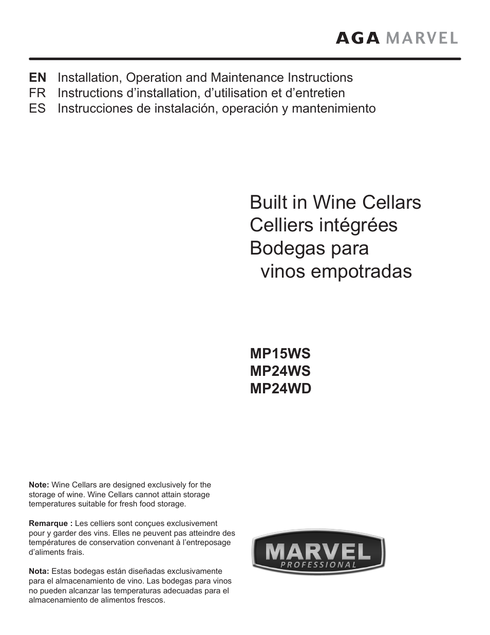Vintage Cellars MP24WD User Manual | 24 pages
