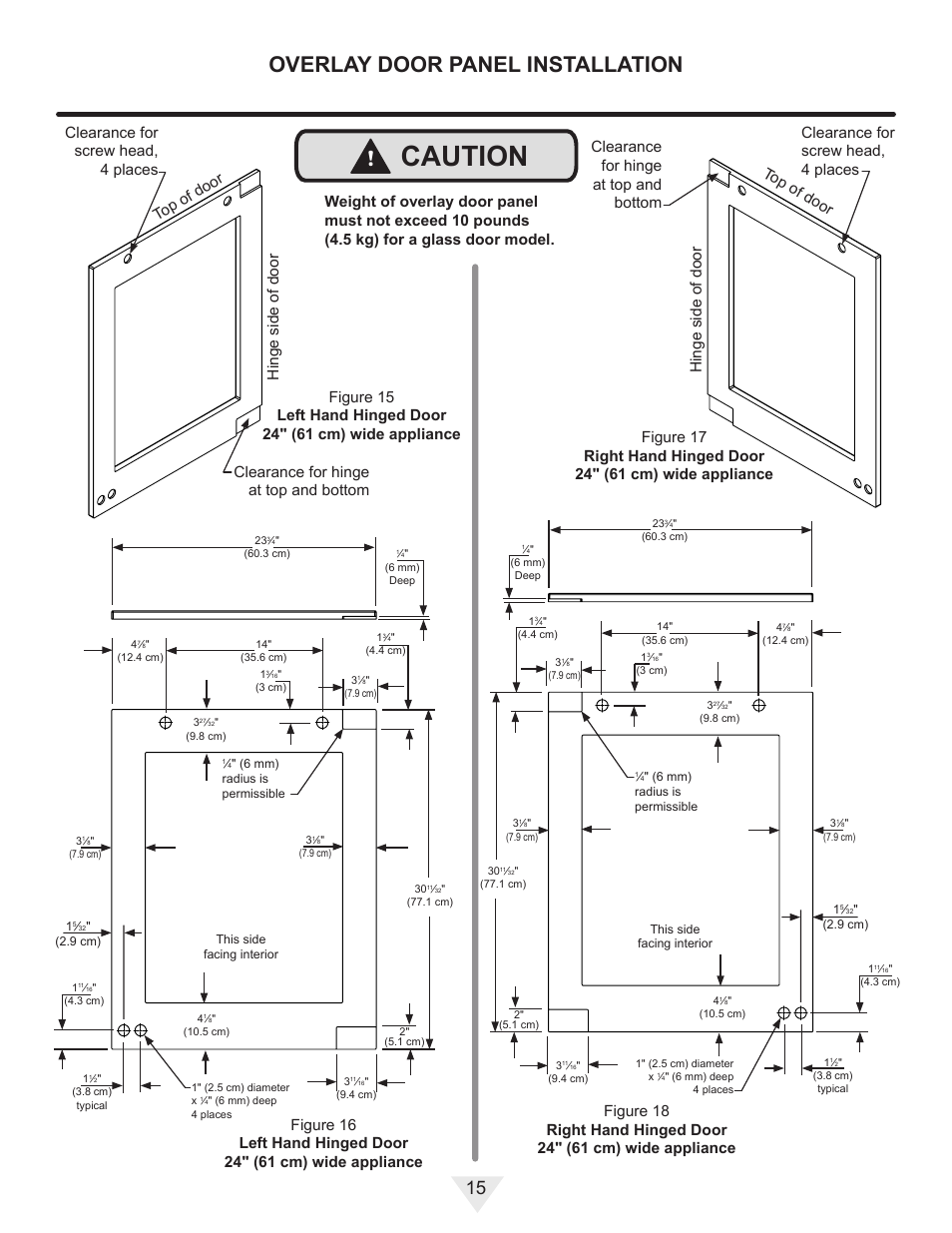 Caution, Overlay door panel installation | Vintage Cellars MP24WD User Manual | Page 15 / 24