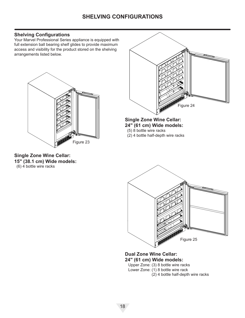 Shelving configurations | Vintage Cellars MP24WD User Manual | Page 18 / 24