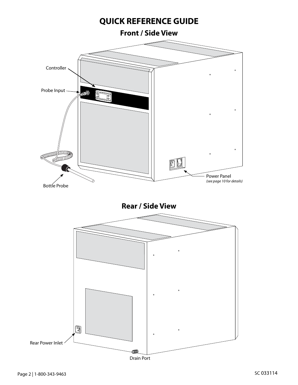 Quick reference guide, Front / side view rear / side view | Vintage Cellars SC Series WhisperKOOL User Manual | Page 4 / 32