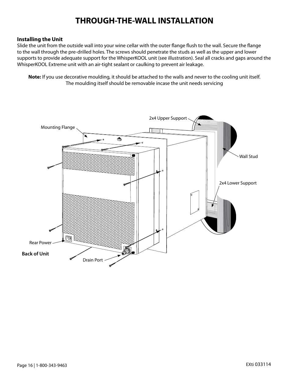 Through-the-wall installation | Vintage Cellars Extreme ti Series User Manual | Page 18 / 50