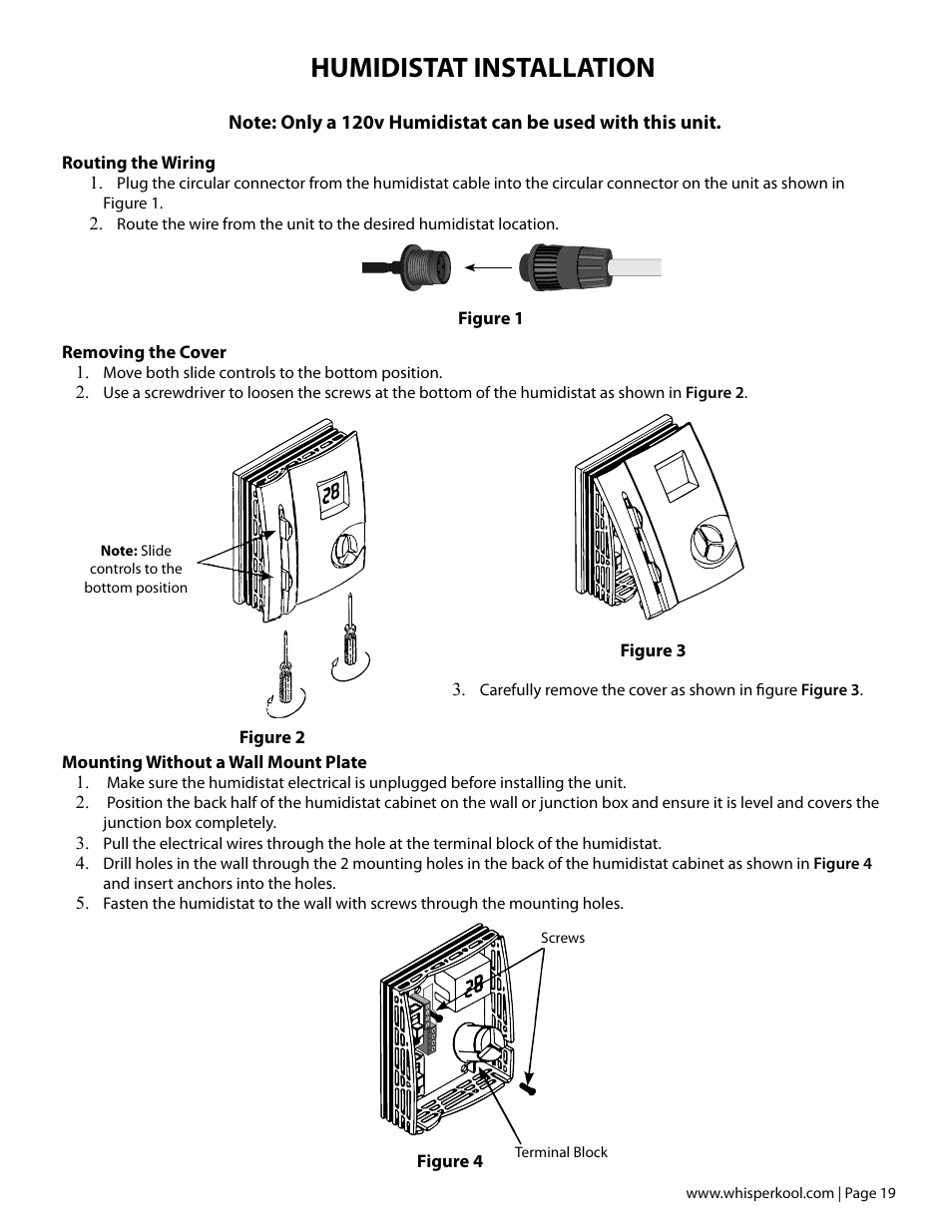 Humidistat installation | Vintage Cellars Extreme ti Series User Manual | Page 21 / 50