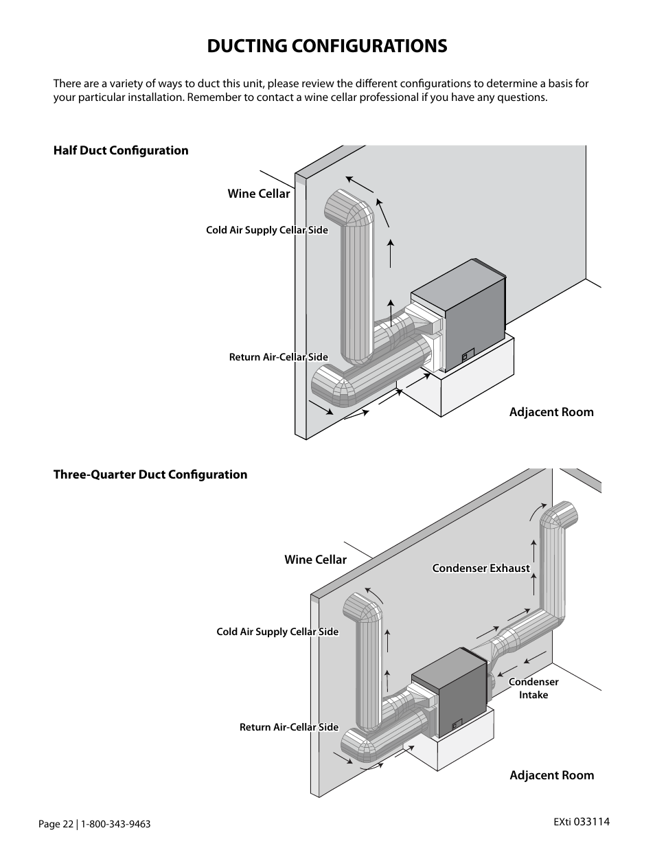Ducting configurations | Vintage Cellars Extreme ti Series User Manual | Page 24 / 50