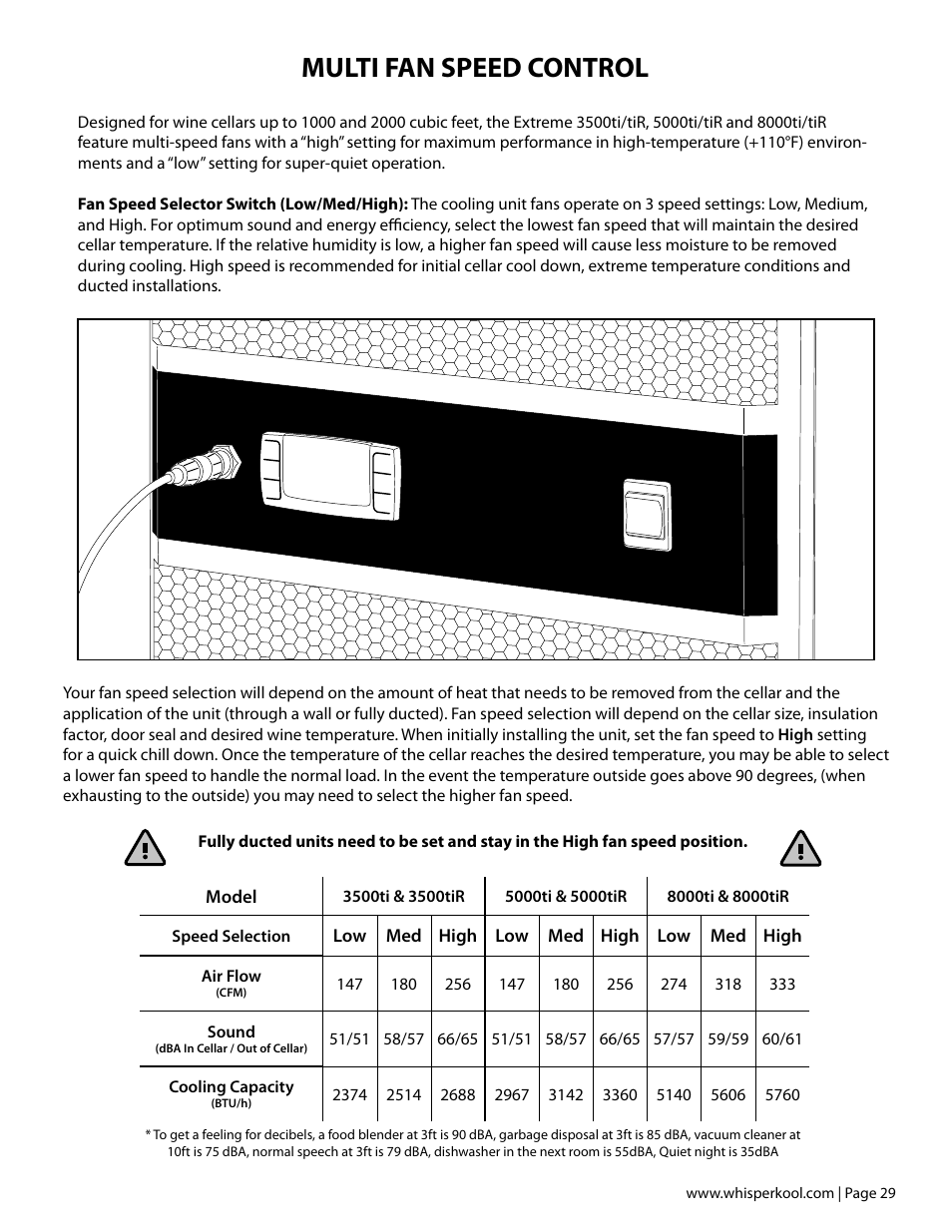 Multi fan speed control | Vintage Cellars Extreme ti Series User Manual | Page 31 / 50