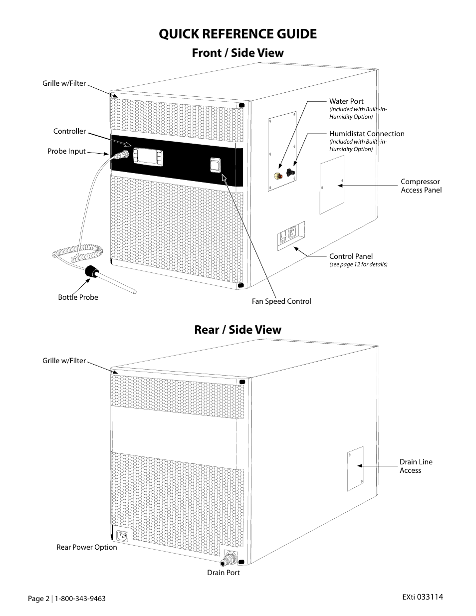 Quick reference guide, Front / side view rear / side view | Vintage Cellars Extreme ti Series User Manual | Page 4 / 50