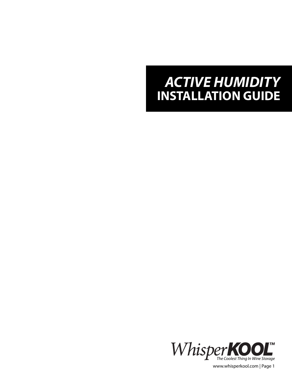 Vintage Cellars Active Humidity WhisperKOOL User Manual | 6 pages