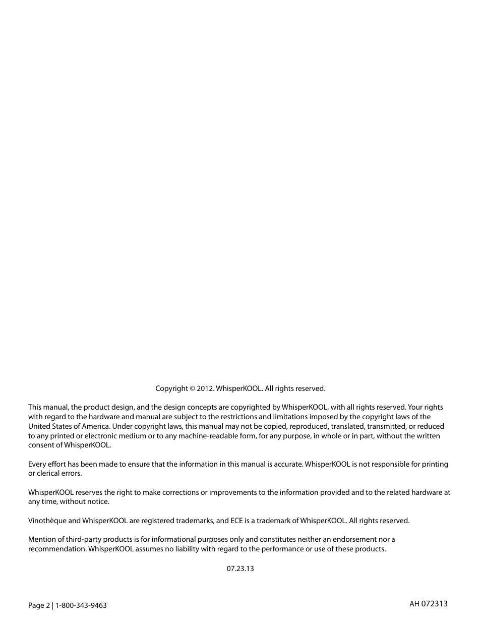 Vintage Cellars Active Humidity WhisperKOOL User Manual | Page 2 / 6