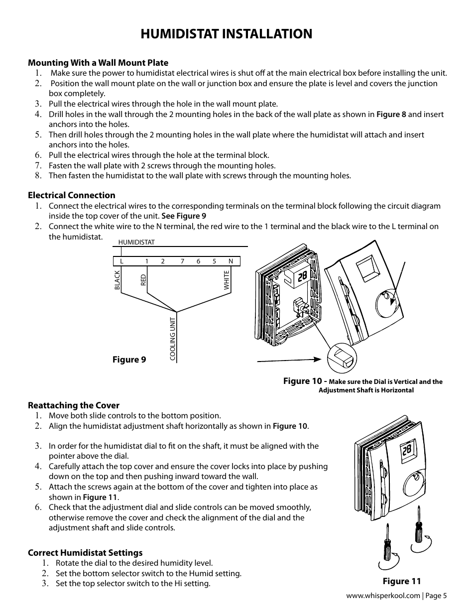 Humidistat installation | Vintage Cellars Active Humidity WhisperKOOL User Manual | Page 5 / 6