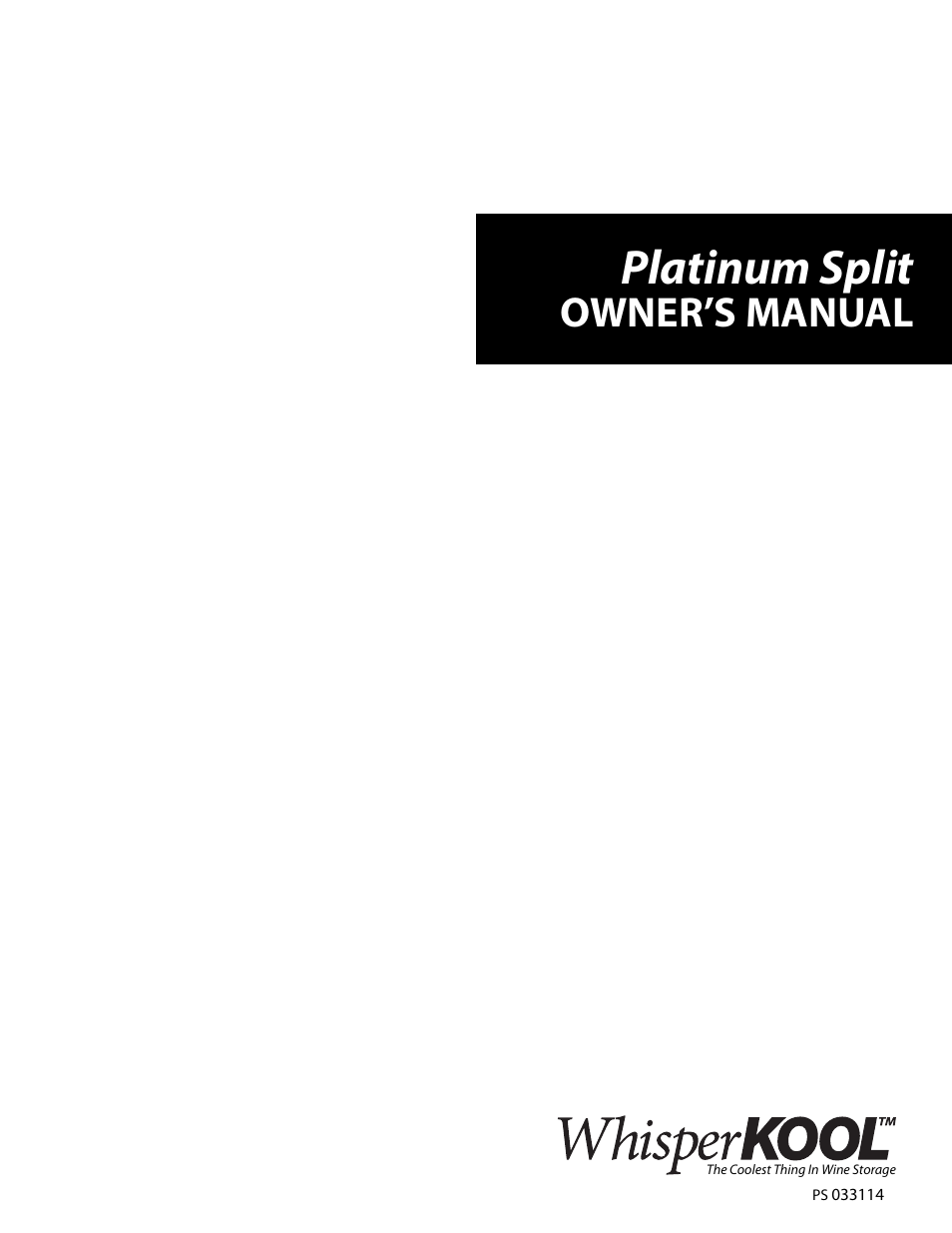 Vintage Cellars Platinum Split Owners Manual User Manual | 26 pages