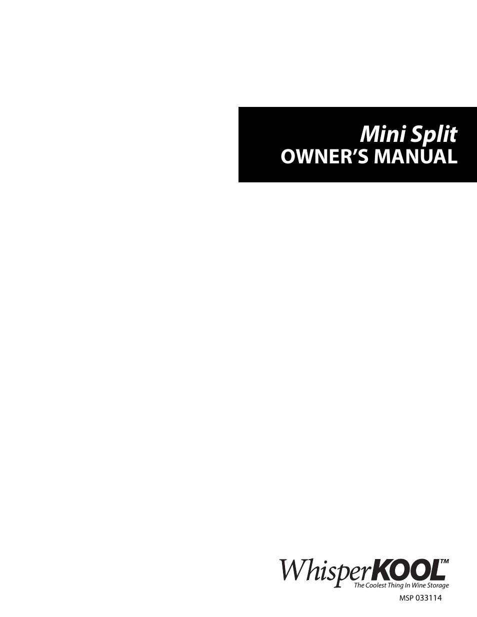 Vintage Cellars Platinum Mini Split Owners Manual User Manual | 26 pages