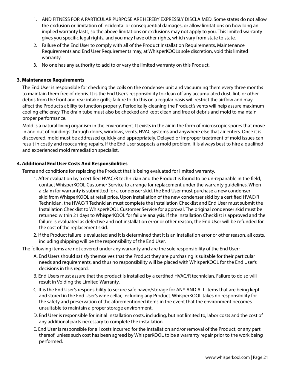 Vintage Cellars Platinum Split WC User Manual | Page 23 / 26