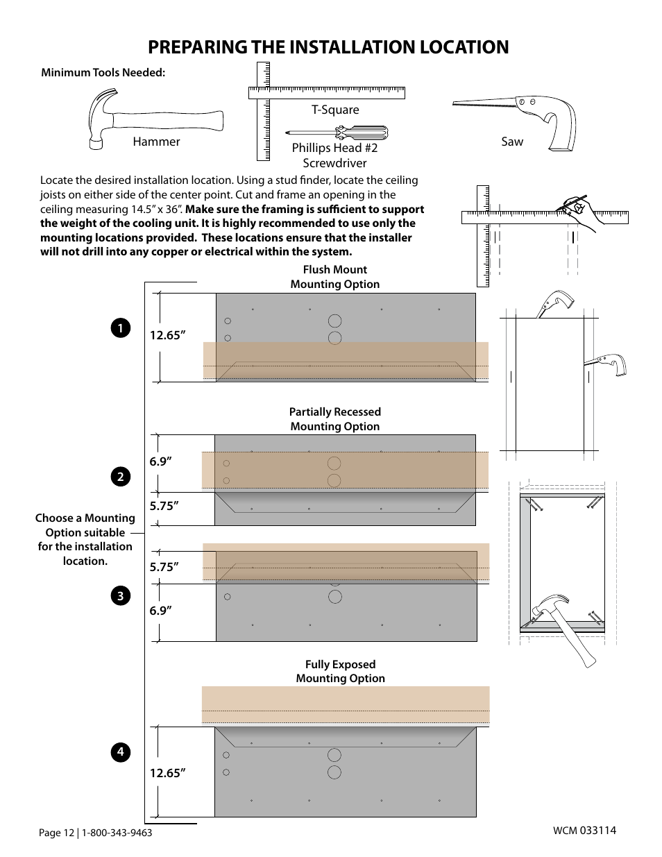 Preparing the installation location | Vintage Cellars Ceiling Mount User Manual | Page 14 / 58