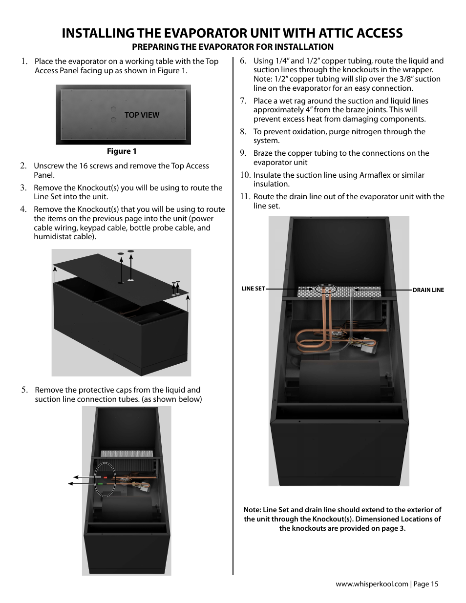 Installing the evaporator unit with attic access | Vintage Cellars Ceiling Mount User Manual | Page 17 / 58