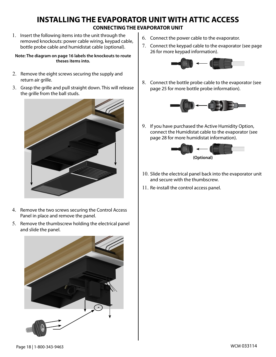 Installing the evaporator unit with attic access | Vintage Cellars Ceiling Mount User Manual | Page 20 / 58