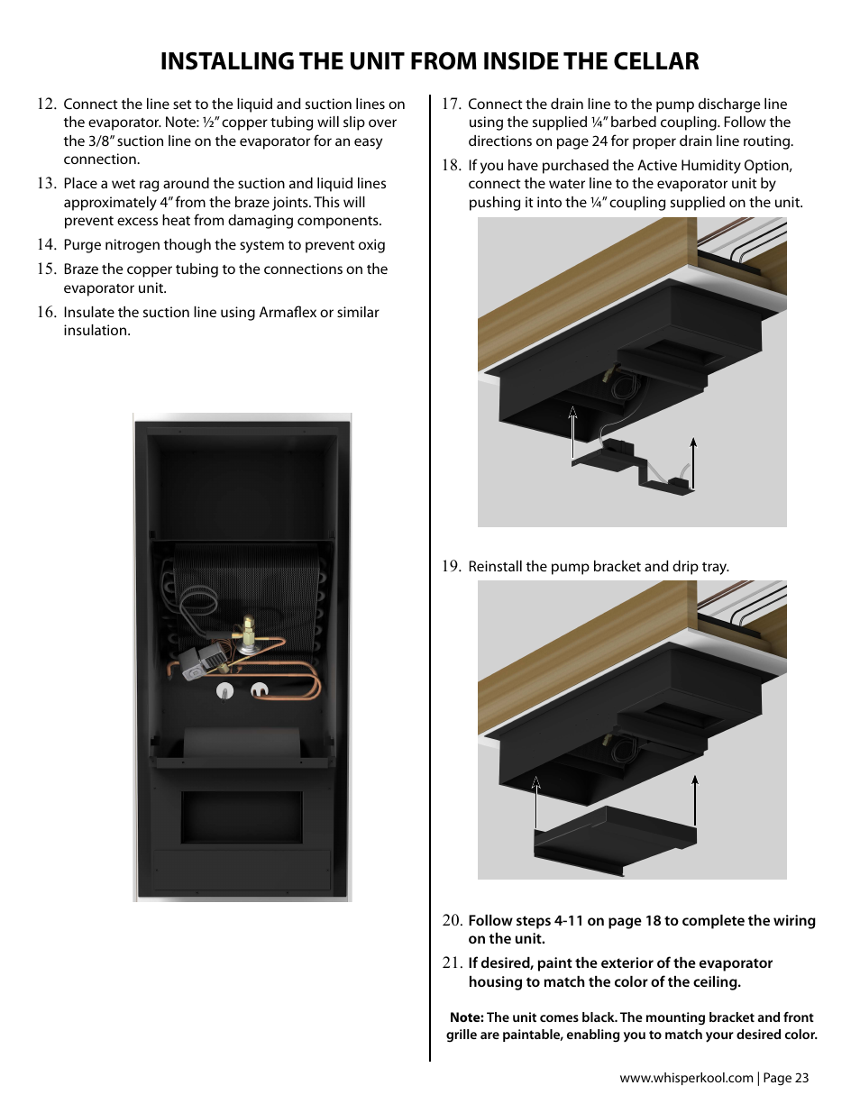 Installing the unit from inside the cellar | Vintage Cellars Ceiling Mount User Manual | Page 25 / 58
