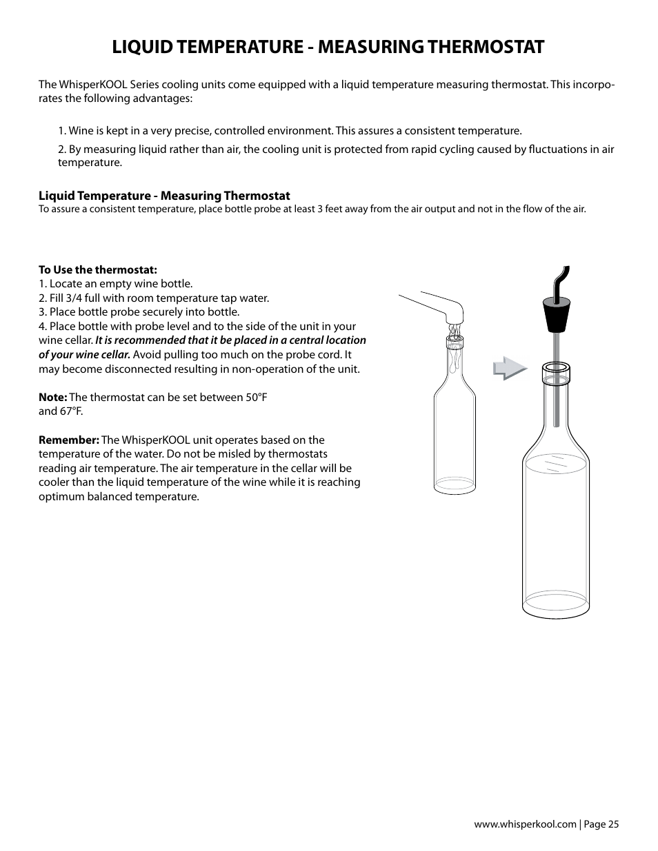 Liquid temperature - measuring thermostat | Vintage Cellars Ceiling Mount User Manual | Page 27 / 58