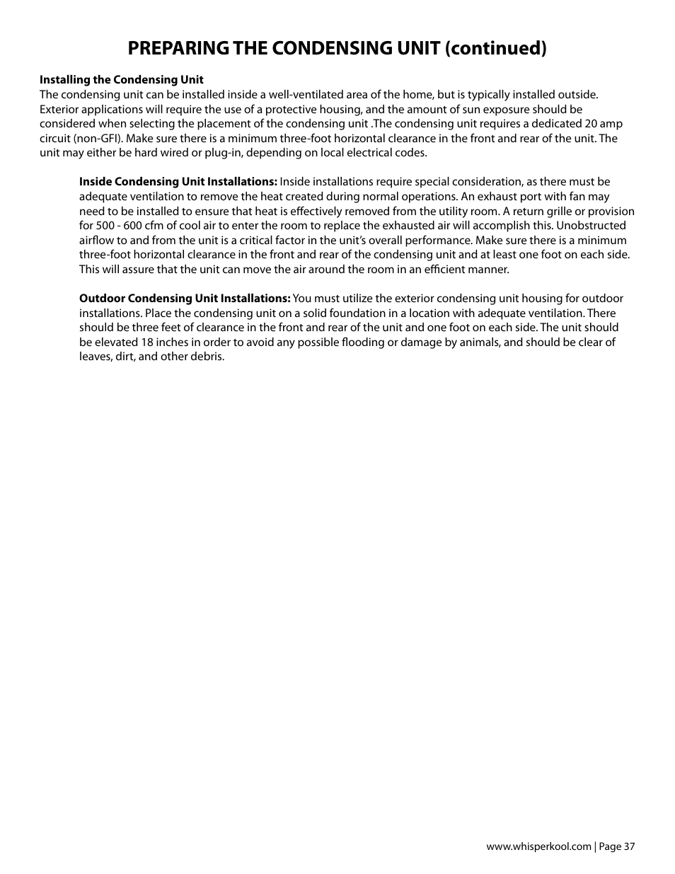 Preparing the condensing unit (continued) | Vintage Cellars Ceiling Mount User Manual | Page 39 / 58