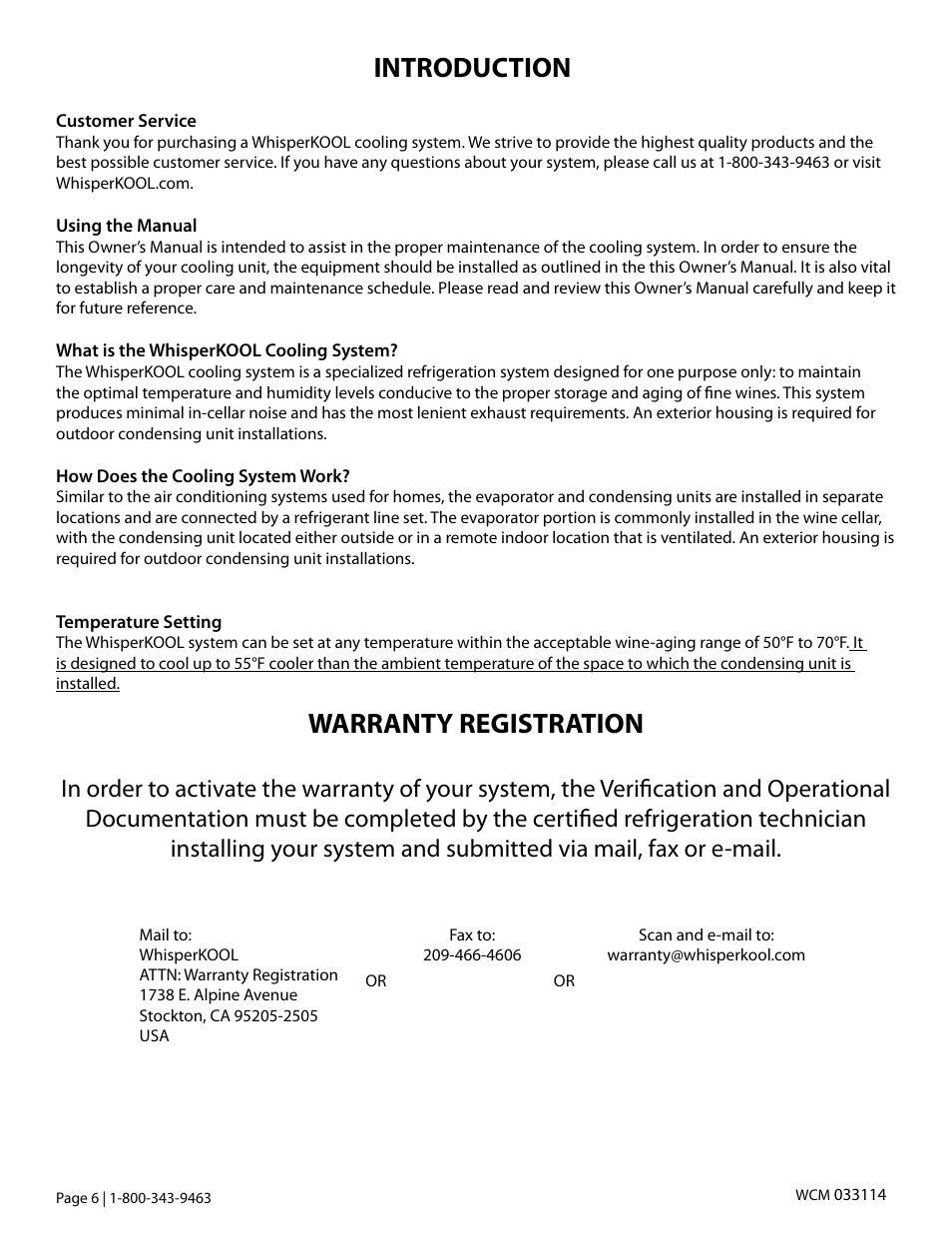Warranty registration, Introduction | Vintage Cellars Ceiling Mount User Manual | Page 8 / 58