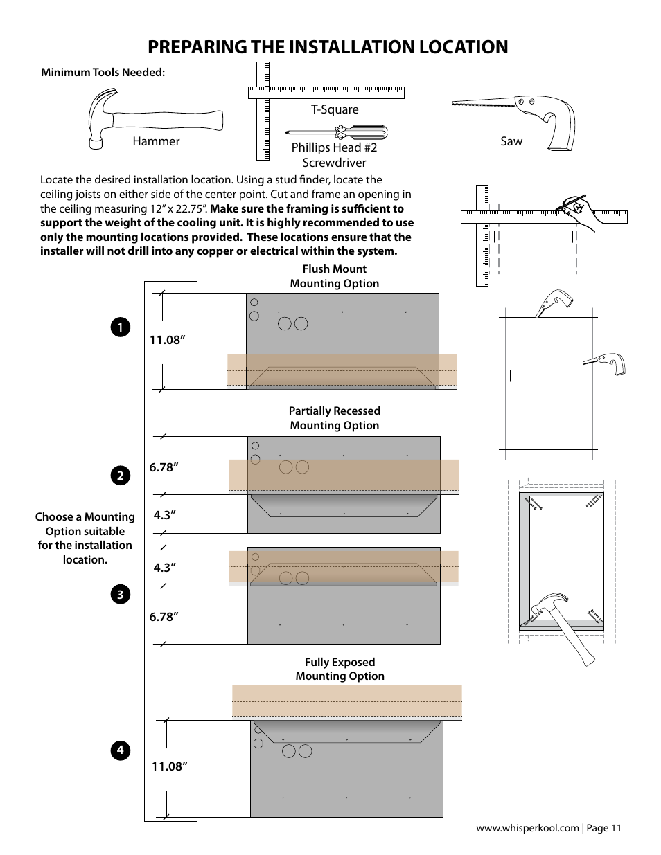 Preparing the installation location | Vintage Cellars Mini Ceiling Mount User Manual | Page 13 / 50