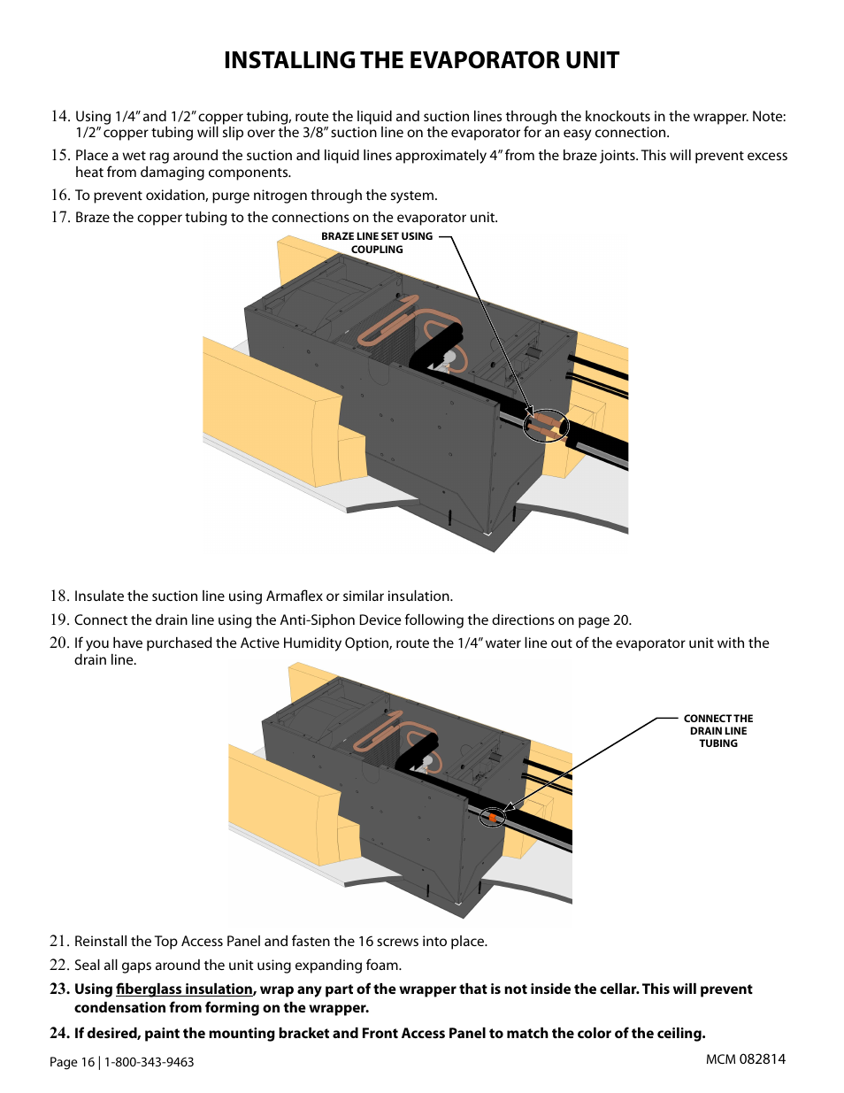 Installing the evaporator unit | Vintage Cellars Mini Ceiling Mount User Manual | Page 18 / 50