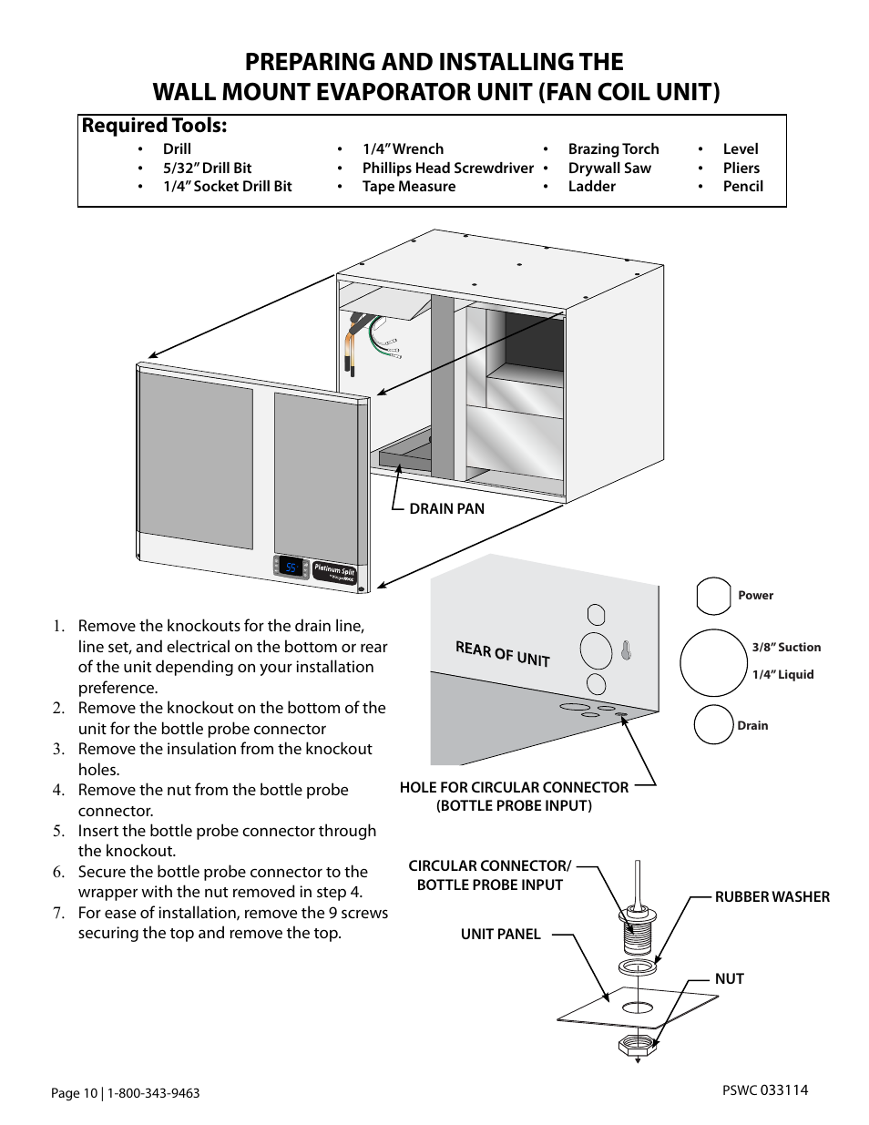 Required tools | Vintage Cellars Platinum Split Fully Ducted 4000WC User Manual | Page 12 / 44