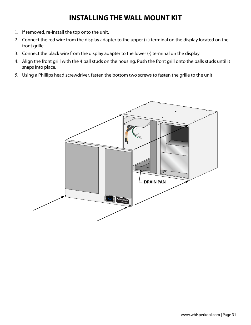 Installing the wall mount kit | Vintage Cellars Platinum Split Fully Ducted 4000WC User Manual | Page 33 / 44
