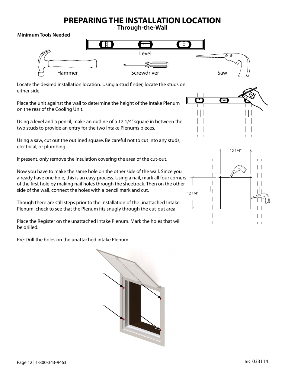 Preparing the installation location, Through-the-wall | Vintage Cellars WhisperKOOL InCellar User Manual | Page 14 / 38