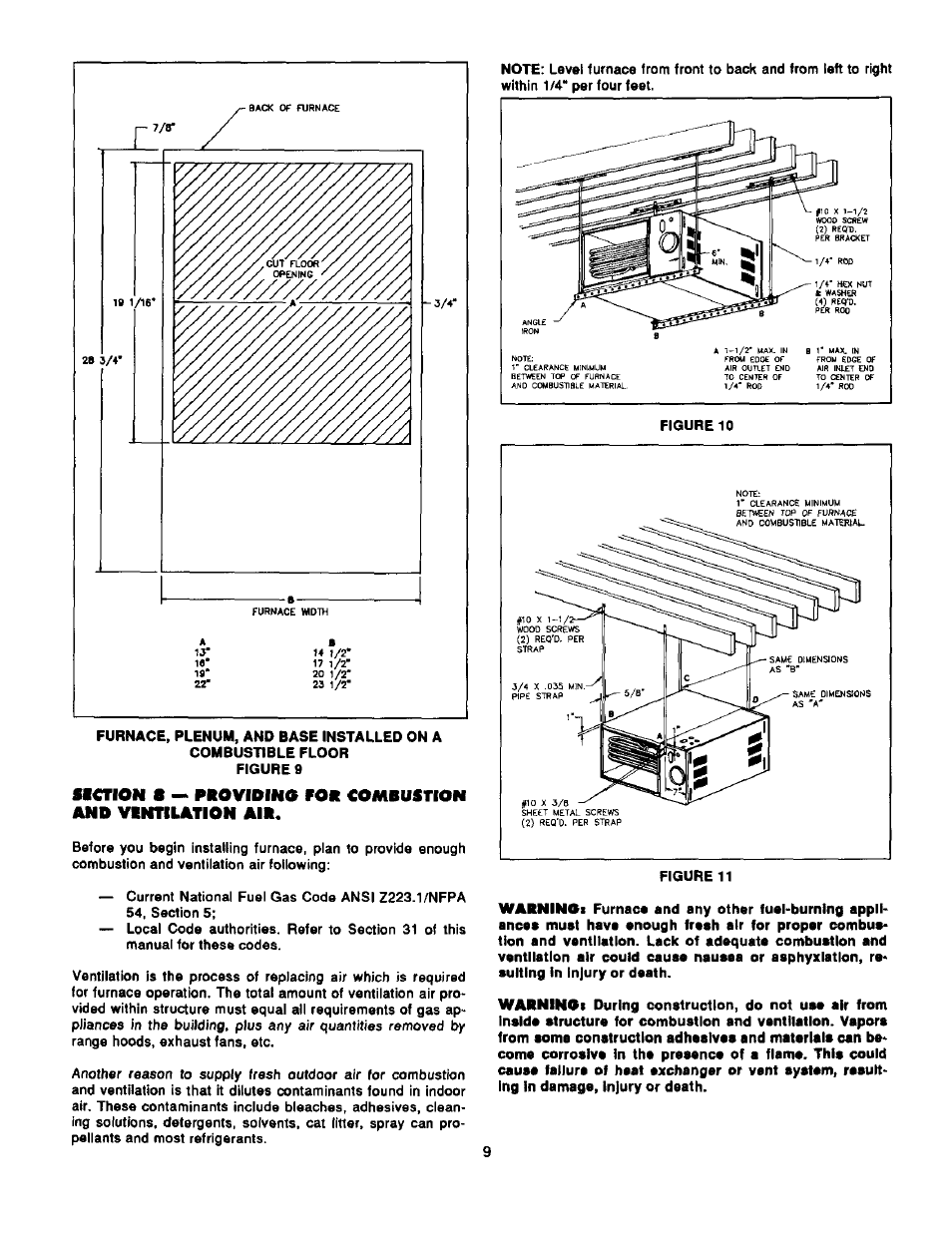 Providing for combustion and ventilation air | Bard Bayrd Furnace 403293A User Manual | Page 11 / 70