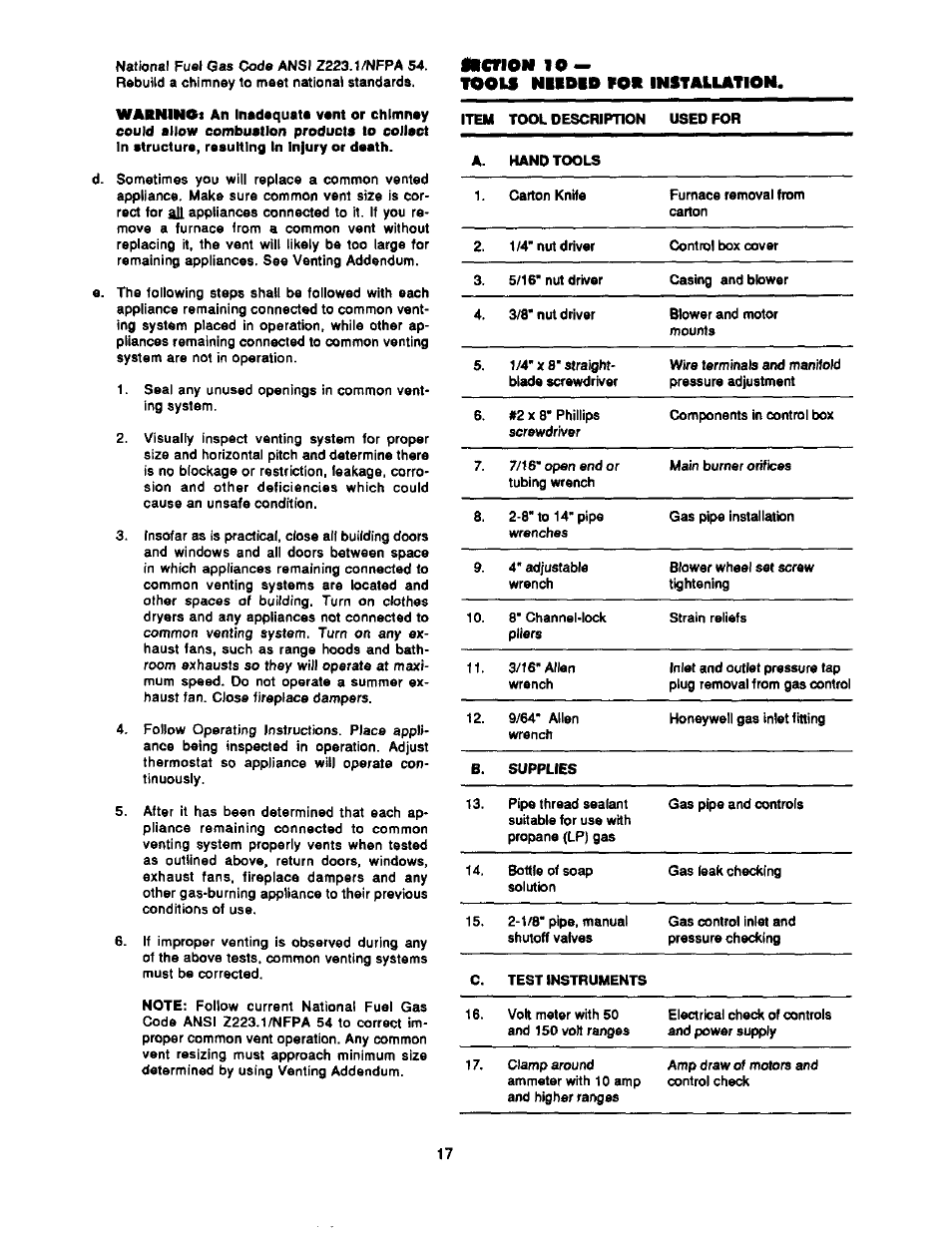 Mcrion 10, Tools niidid ror installation, Tools needed for installation | Bard Bayrd Furnace 403293A User Manual | Page 19 / 70