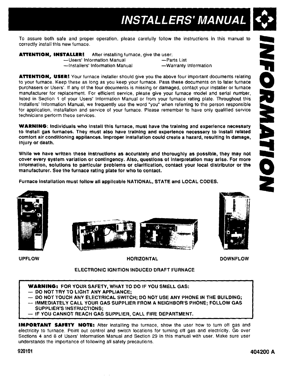 Installers' manual | Bard Bayrd Furnace 403293A User Manual | Page 3 / 70